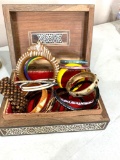 Bangle bracelets in wooden box