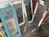 Set of four leaded glass cabinet doors for parts