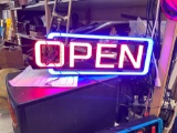 Flashing open sign lighted