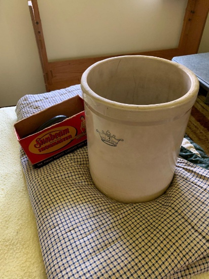 Crock and vintage iron