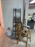 Wooden ladders broom and miscellaneous