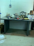 Large metal desk and contents