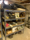 Metal shelf plus contents painting supplies hoses