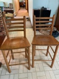 2 wood barstools