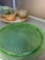 Green depression cake plate