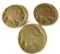 Two liberty nickels, three buffalo nickels
