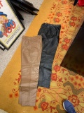 Ladies black and brown leather pants