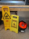 Caution signs and buckets