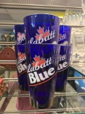 Six Labatt blue glasses