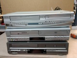 3 VHS and DVD players