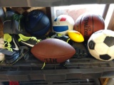 Sport equipment including football, soccer balls, basketball, baseball, and more