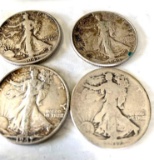 Six silver half dollars, walking liberty, Franklin