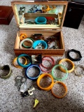 Vintage bangle bracelets and jewelry box