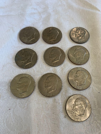10 Eisenhower dollars 1971 1970 to 1974 1978