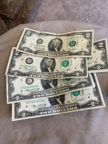 Seven 1976 two $ bills