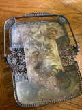 Vintage silver plated serving tray with handles