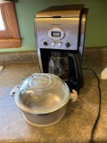 Cuisinart coffee maker and vintage guardian pan with lid