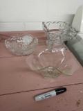 Three pieces of crystal glassware