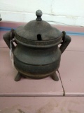 7 inch tall cast iron lidded pot