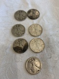 7 Walking liberty half dollars