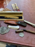 Vintage straight razor, vintage pen