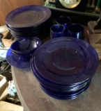 Blue glass dishes