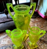 Yellow glass vases