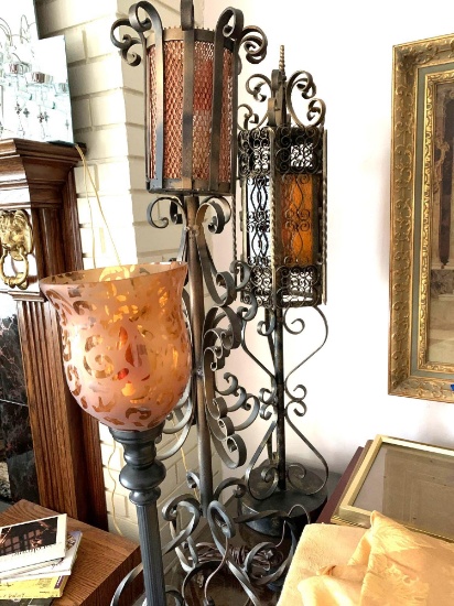 Decorative metal pole lamps