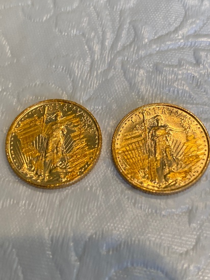 2 -1998 gold liberty $5 coin tested