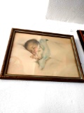 13x15 framed vintage baby picture