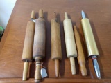 Lot of six vintage rolling pins