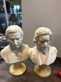 2- head statues Mozart and Beethoven