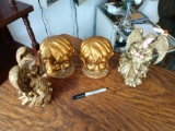 Two ceramic angels and two angel bookends