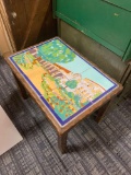 Decorative side table with tiles on top