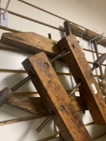 Three vintage wooden handle tools