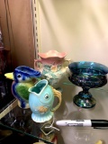 Collectible glass carnival glass and vases
