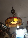 15-in Tiffany style leaded glass hanging lamp