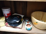 Contents of shelf including 45's