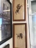 Pair of signed Cowboy Pictures 15 1/2 inches x 8 1/4 inches
