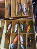 Box of old fishing lures