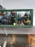 Vintage wooden green painted mirror 54 inches x 21 inches