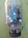 Jar of assorted marbles
