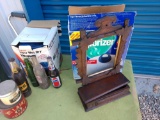 Misc lot including vintage frame, and collectible bottles