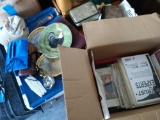Box of miscellaneous yard sale items