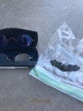 2- pair of vintage eye glasses and military pin