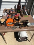Lot of Harley Davidson items rock, bears, empty tins, pin misc items