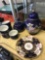 Blue tea set ,vase and plate