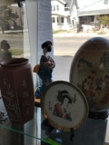4- Oriental figurines ,vase,plate misc
