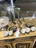 Lot of silver plated and glass items