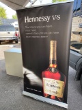 5 1/2 foot Hennessy V H pull down sign , buffet warmers and a fan